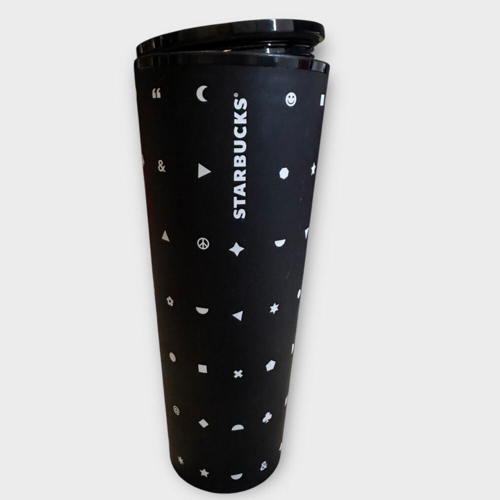 STARBUCKS Starbucks 2017 Matte Black Emoji Tumbler Cold Cup RARE FLAW